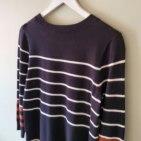 NWT Cleo XS Neutral Stripe Relaxed Fit Business Casual Preppy Knit Tunic Sweater - Picture 7 of 8